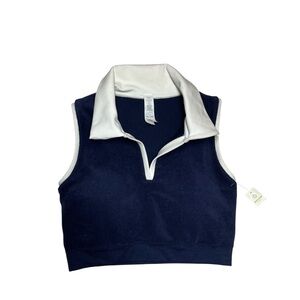 NWT Offline by Aerie Terry Cloth Crop Polo Sleeveless Blue Tank XLarge